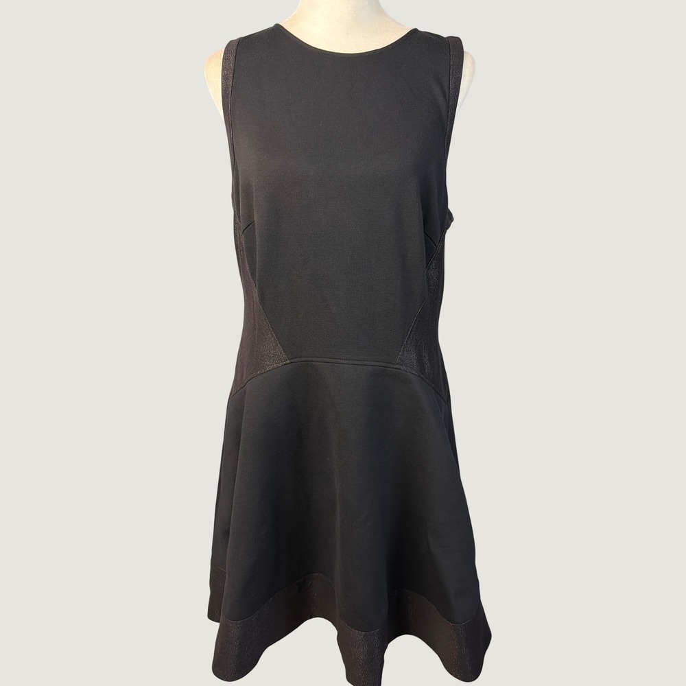 Ted Baker London Black Metallic Shimmer Fit and Flare Skater Dress Size 4 LBD